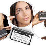 Pestanas postiças previamente coladas para fazer extensões de pestanas em casa nanolash